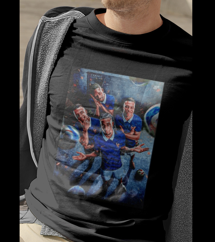 France National Team Players Collage Blue Jerseys Football Stars T-Shirt