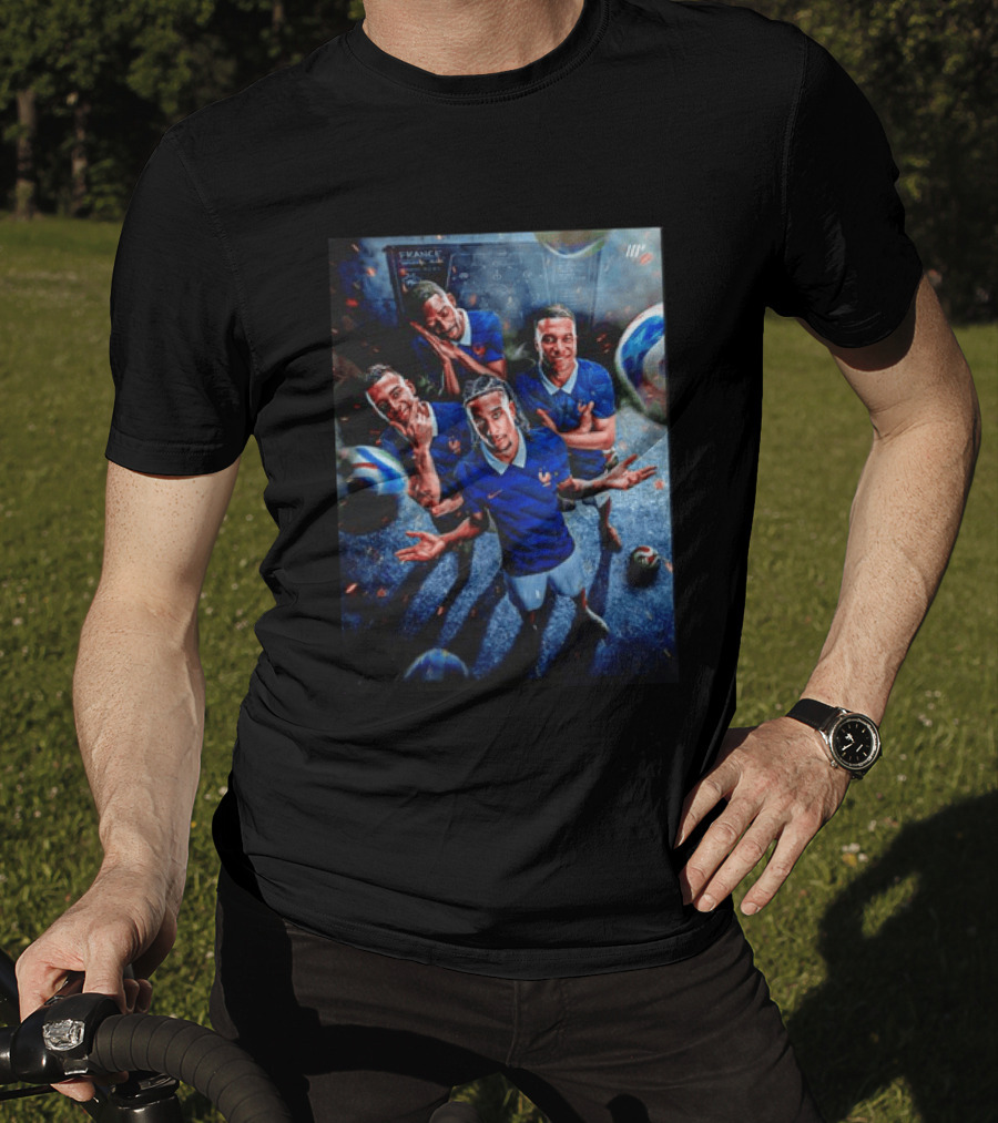 France National Team Players Collage Blue Jerseys Football Stars T-Shirt