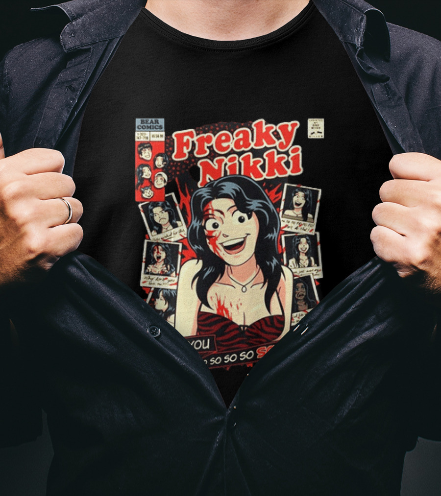 Freaky Nikki Bear Comics I Love You So So So So So Much Vintage Horror T-Shirt