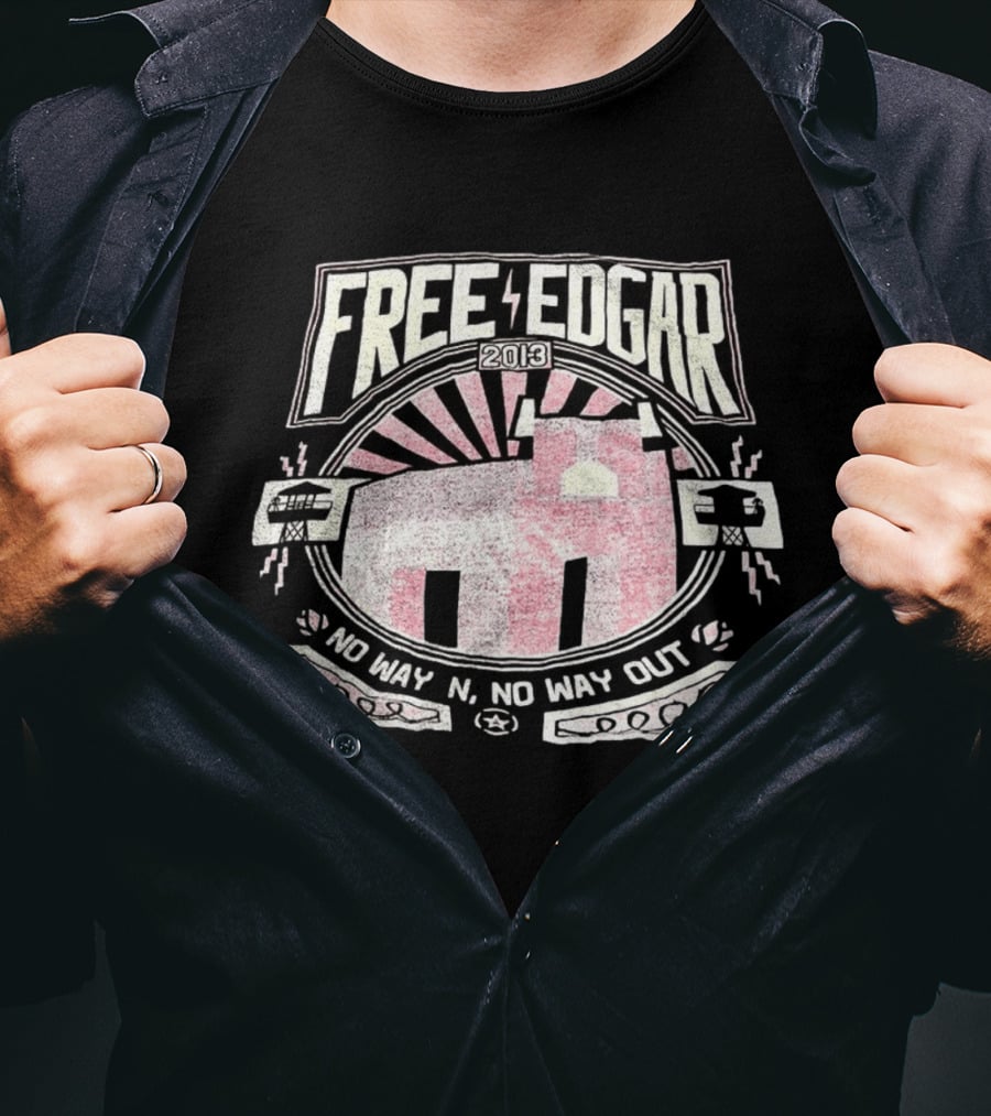 Free Edgar 2013 No Way In No Way Out Vintage Style Prison T-Shirt