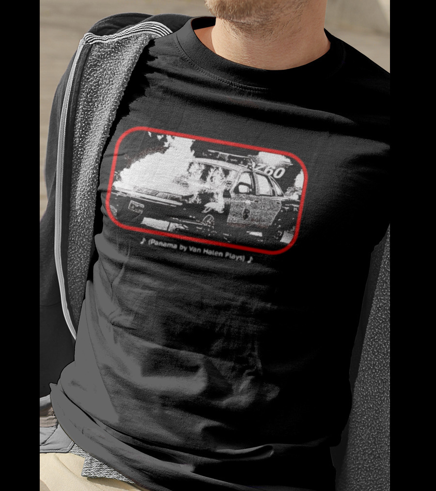 Panama By Van Halen Plays Burning Police Car Rock Music T-Shirt
