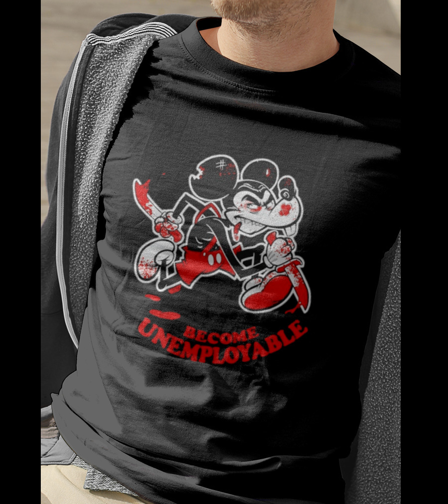 Horror Micket Become Unemployable Vintage Cartoon T-Shirt