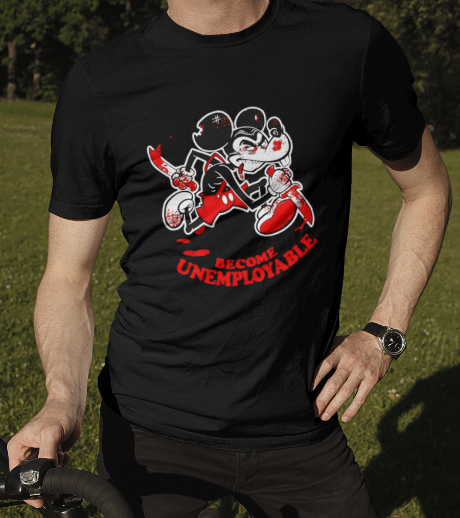 Horror Micket Become Unemployable Vintage Cartoon T-Shirt