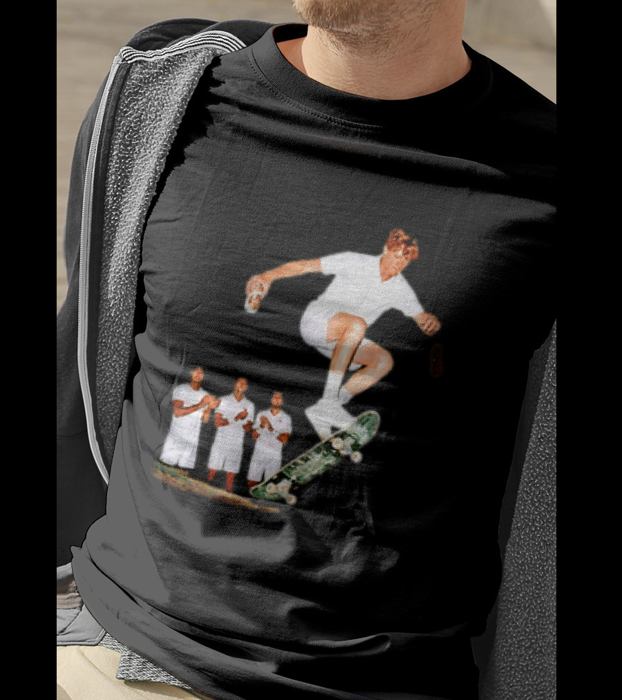 Jannik Sinner Skateboarding Wimbledon Men's Singles Italy 2026 Tennis Champion Jump T-Shirt