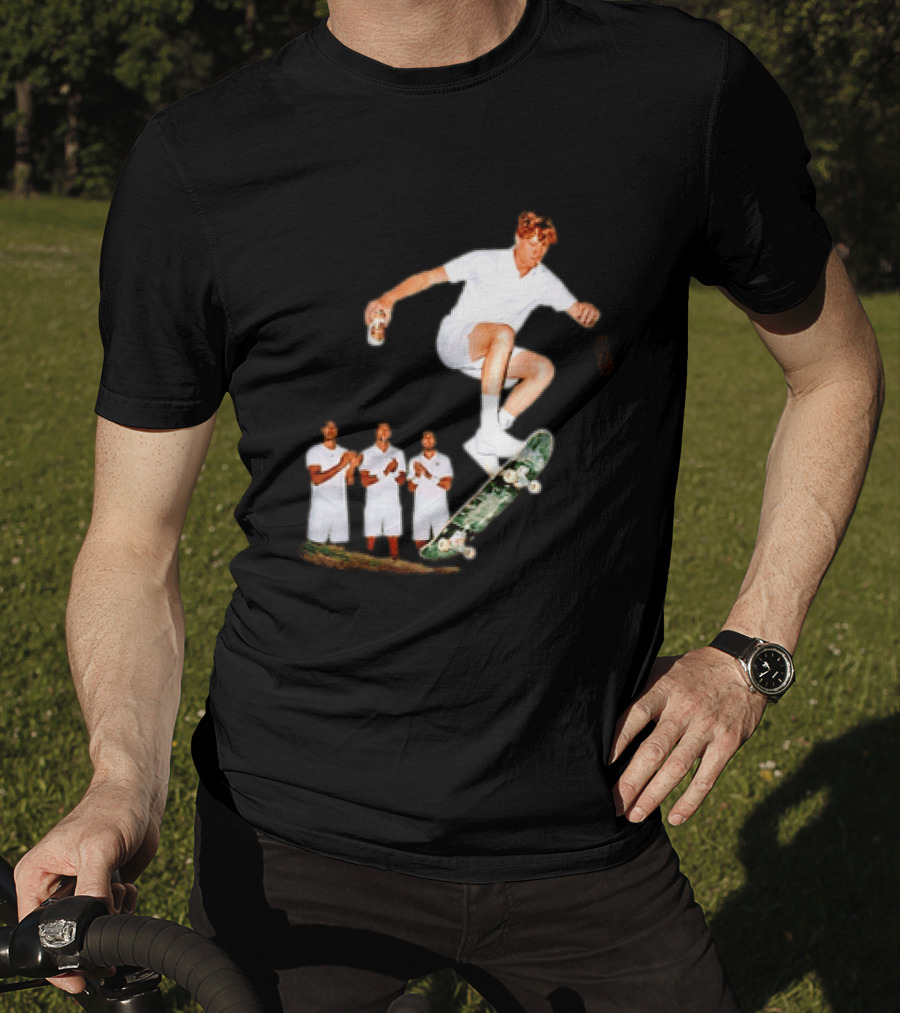 Jannik Sinner Skateboarding Wimbledon Men's Singles Italy 2026 Tennis Champion Jump T-Shirt
