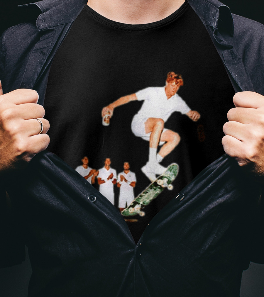 Jannik Sinner Skateboarding Wimbledon Men's Singles Italy 2026 Tennis Champion Jump T-Shirt