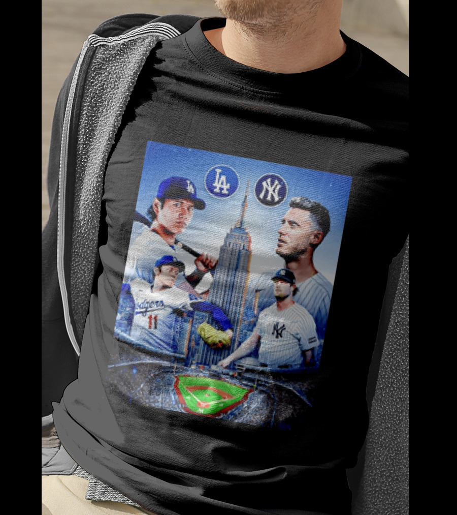 Los Angeles Dodgers Vs New York Yankees Shohei Ohtani Yoshinobu Yamamoto Baseball City Skyline T-Shirt