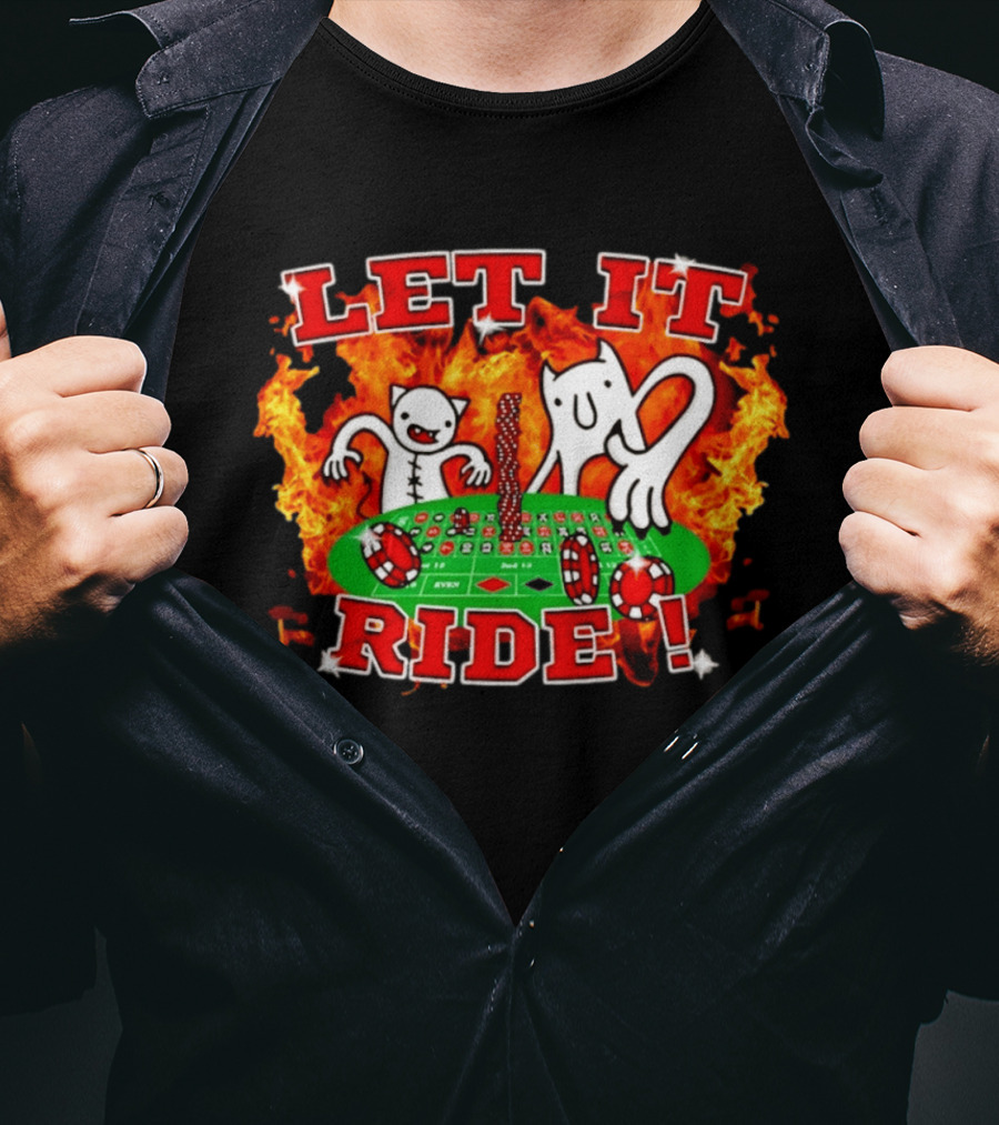 Let It Ride Casino Gambling Devils Poker Table Fire T-Shirt