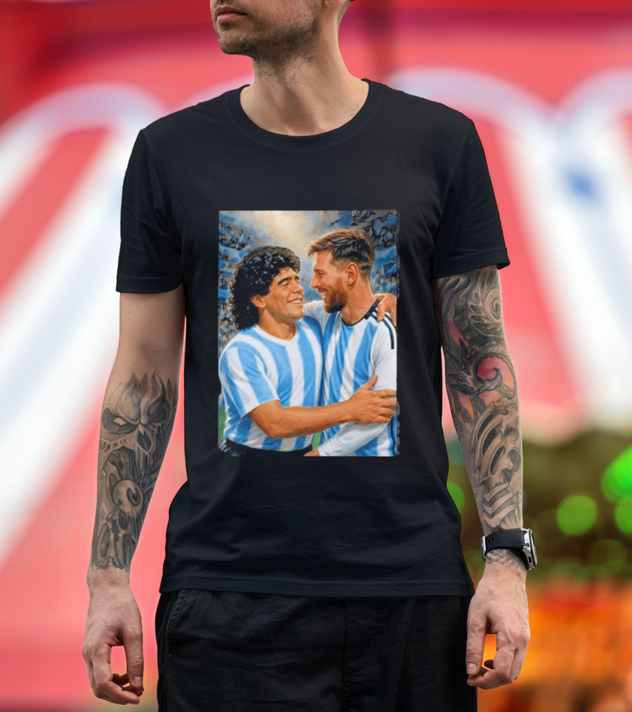 Lionel Messi Maradona Argentina Football Legends Digital T-Shirt