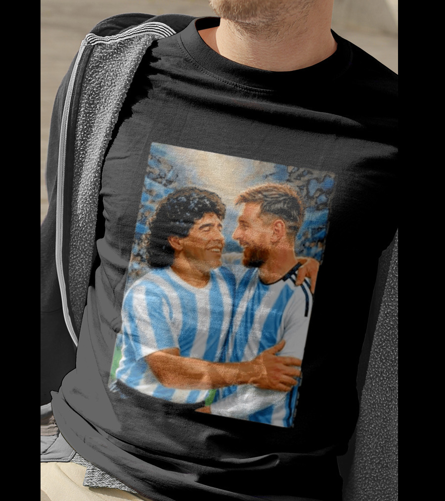 Lionel Messi Maradona Argentina Football Legends Digital T-Shirt