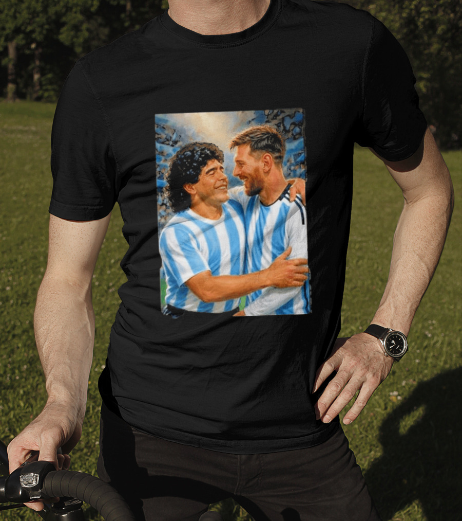 Lionel Messi Maradona Argentina Football Legends Digital T-Shirt