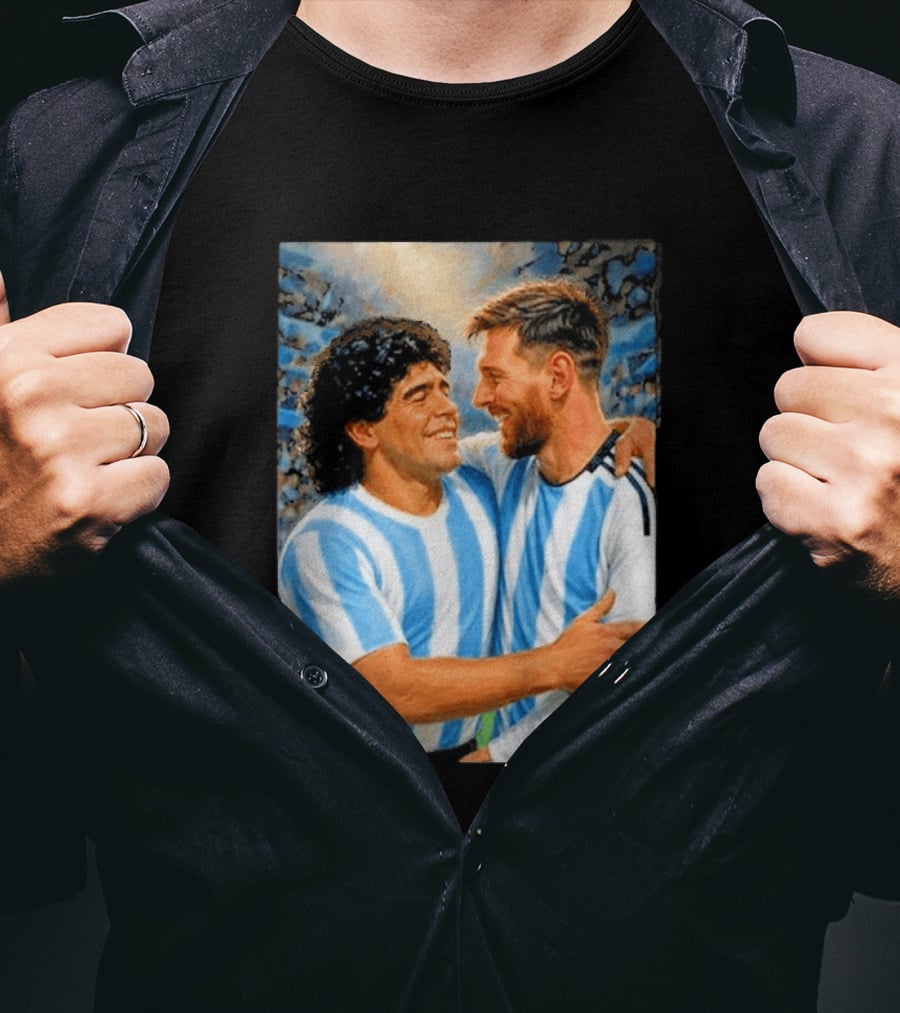 Lionel Messi Maradona Argentina Football Legends Digital T-Shirt