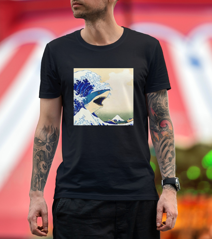The Great Wave Off Kanagawa Sharks Fusion Art Japan Ukiyo E T-Shirt