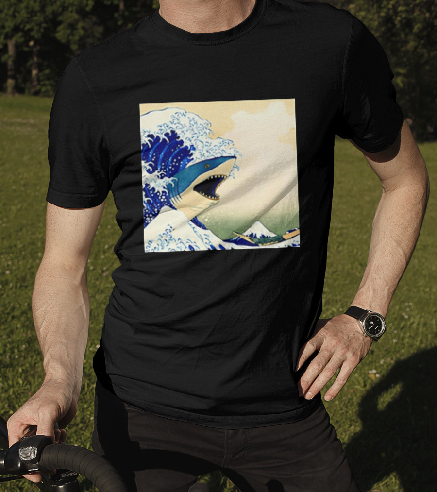 The Great Wave Off Kanagawa Sharks Fusion Art Japan Ukiyo E T-Shirt
