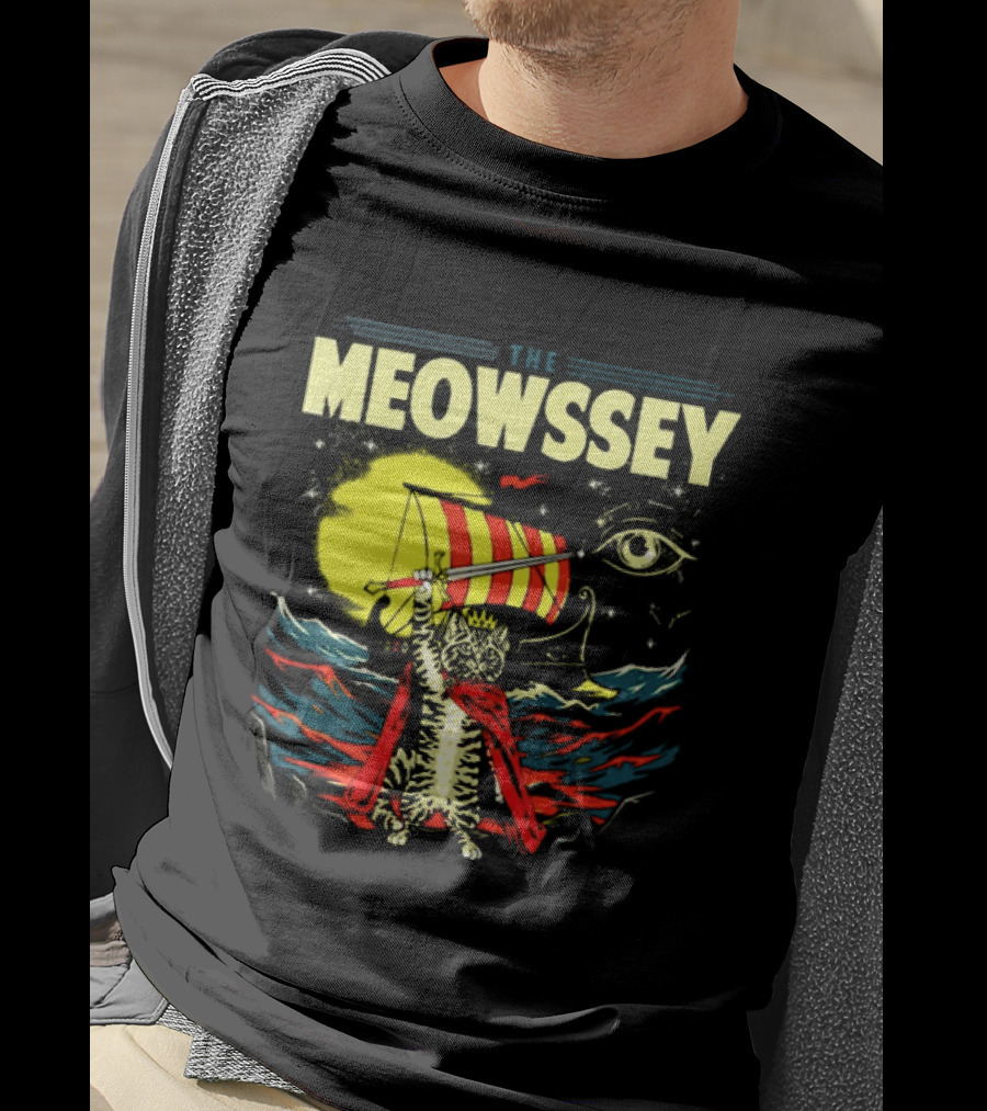 The Meowssey Vintage Odyssey Cat With Eye And Stripes T-Shirt