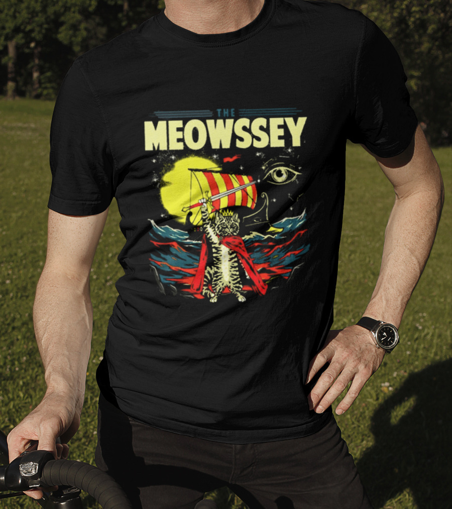 The Meowssey Vintage Odyssey Cat With Eye And Stripes T-Shirt