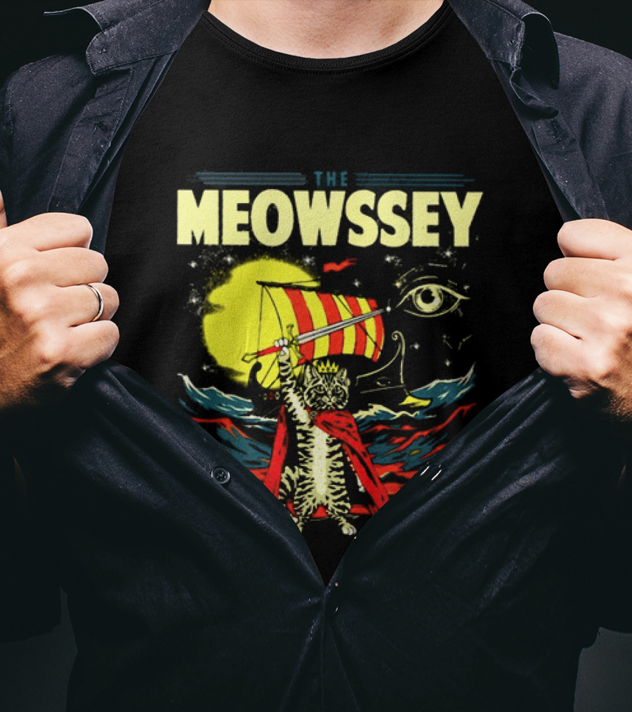 The Meowssey Vintage Odyssey Cat With Eye And Stripes T-Shirt
