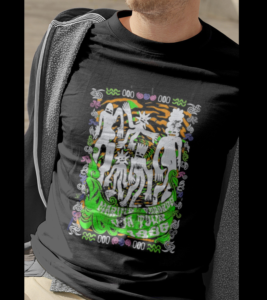 Marine Records 1996 USA Tour Alternative Rock Silhouette Art Psychedelic T-Shirt