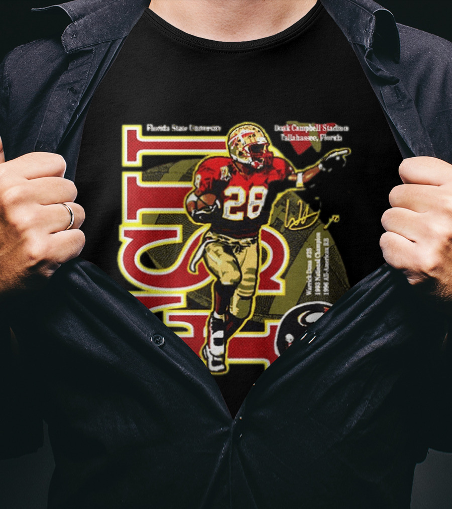 Warrick Dunn Florida State Seminoles 28 Doak Campbell Stadium Tallahassee Florida T-Shirt