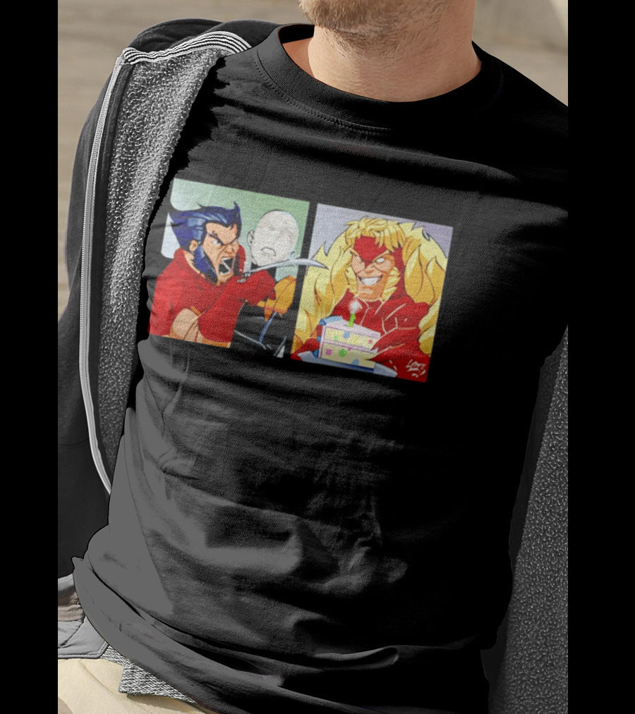 Wolverine And Morph Shouting At Sabretooth Birthday Cake Meme T-Shirt