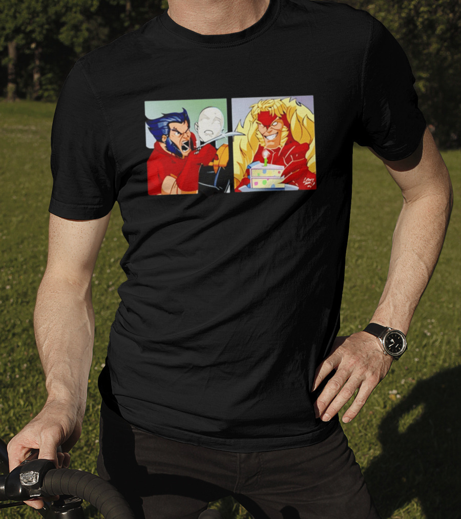 Wolverine And Morph Shouting At Sabretooth Birthday Cake Meme T-Shirt