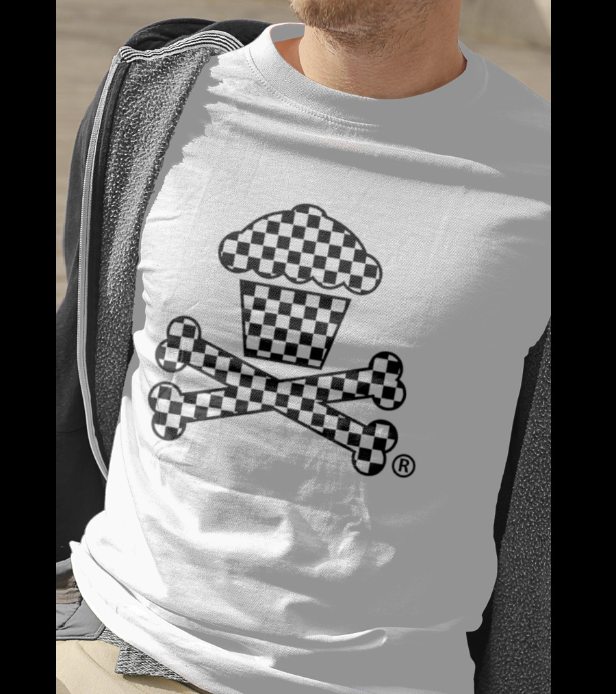 Checkered Cupcake Skull And Crossbones T-Shirt