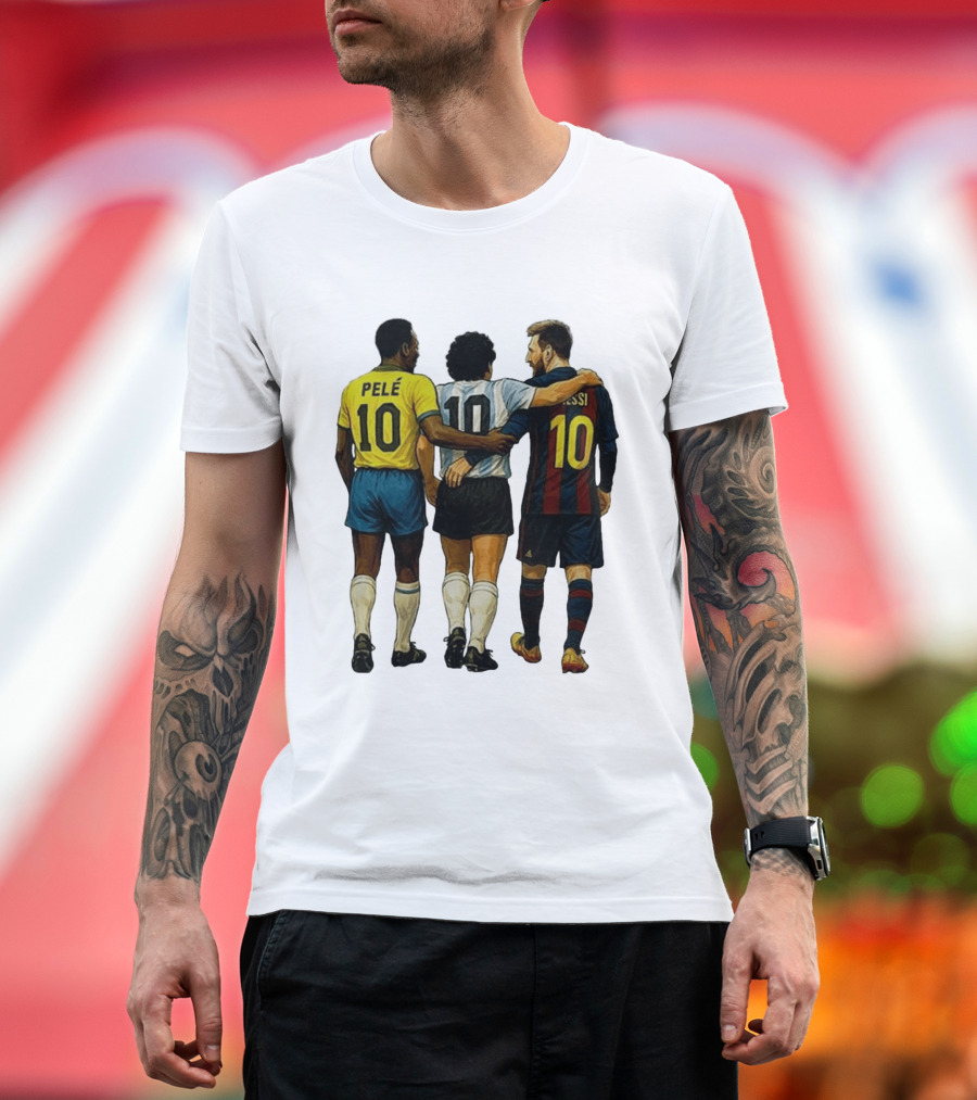 Pele Maradona Messi Football Legends Iconic Trio 10 T-Shirt