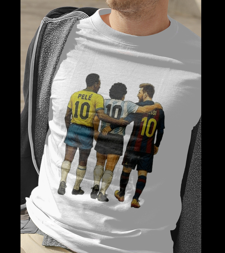 Pele Maradona Messi Football Legends Iconic Trio 10 T-Shirt