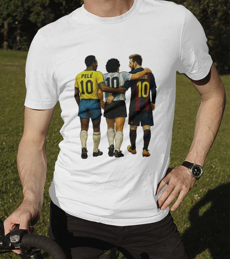 Pele Maradona Messi Football Legends Iconic Trio 10 T-Shirt