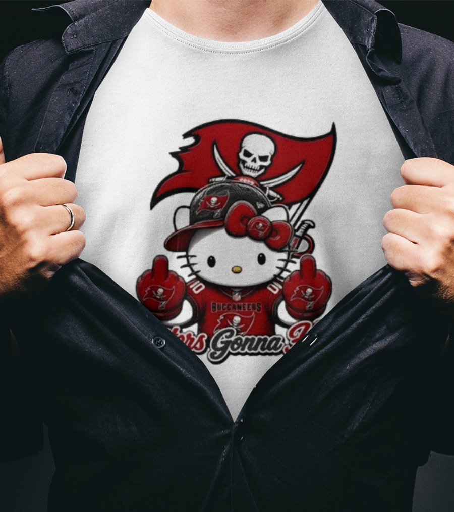 Hello Kitty Buccaneers Football Haters Gonna Hate Middle Finger T-Shirt