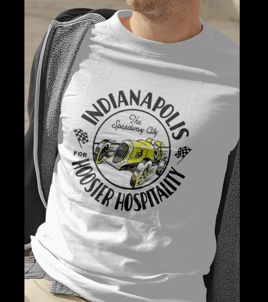 Indianapolis The Speedway City For Hoosier Hospitality Vintage Race Car T-Shirt