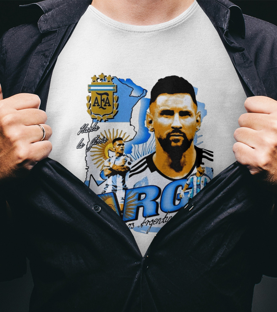 Argentina Lionel Messi Lautaro Martinez AFA Hasta La Gloria Somos Argentina T-Shirt