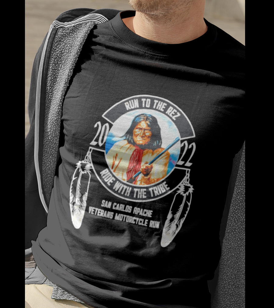 2022 San Carlos Apache Run To The Rez Ride With The Tribe Veterans Motorcycle Run T-Shirt