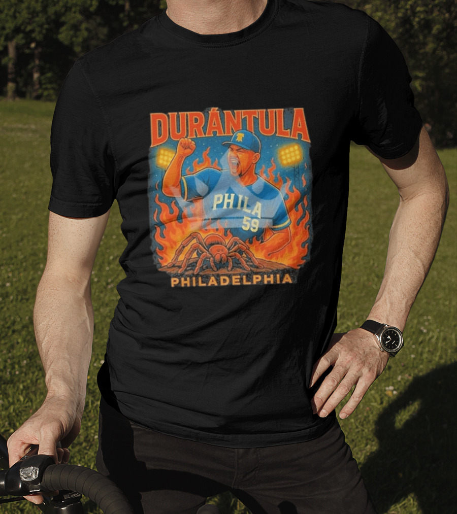 Durantula Philadelphia Phila 59 Baseball Flames Spider T-Shirt