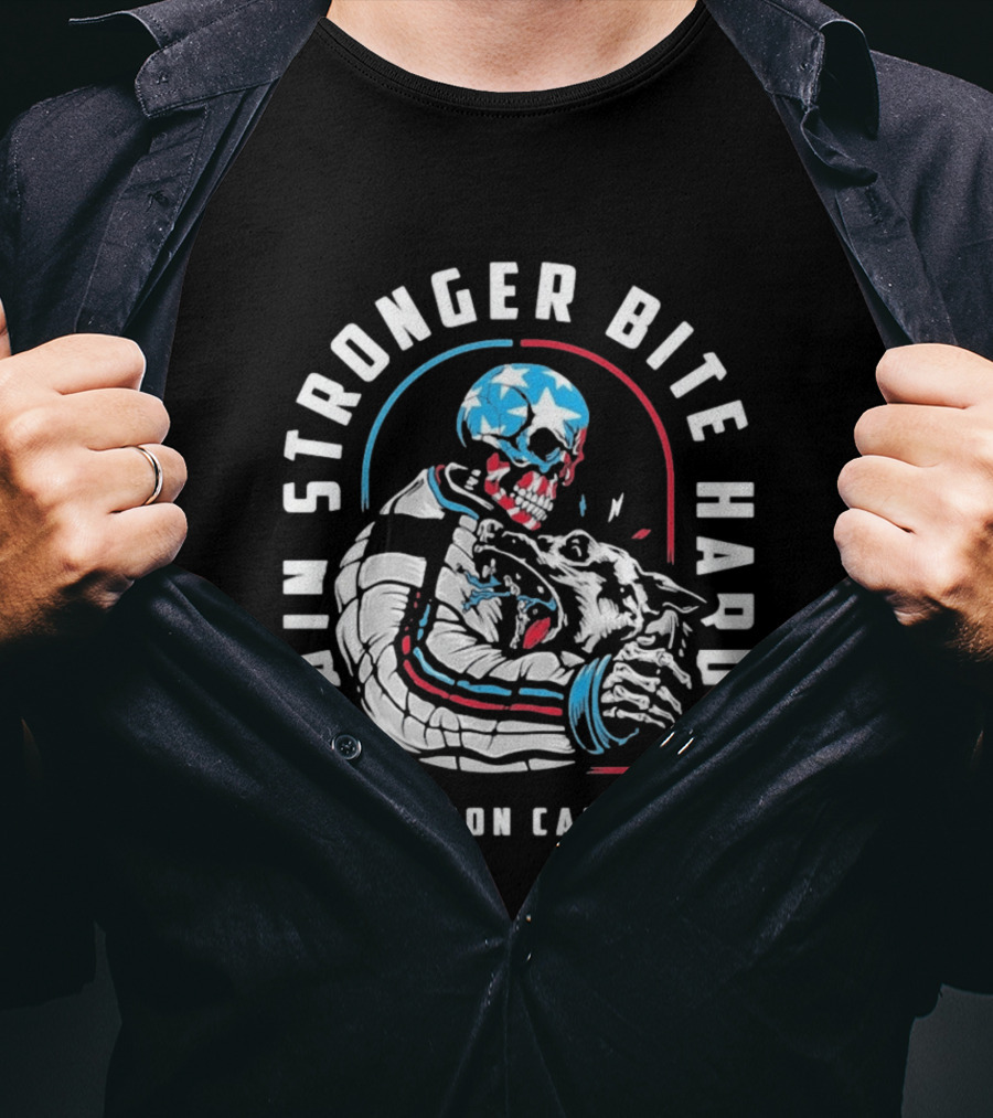 Train Stronger Bite Harder Skeleton Dog Defcon Canine T-Shirt