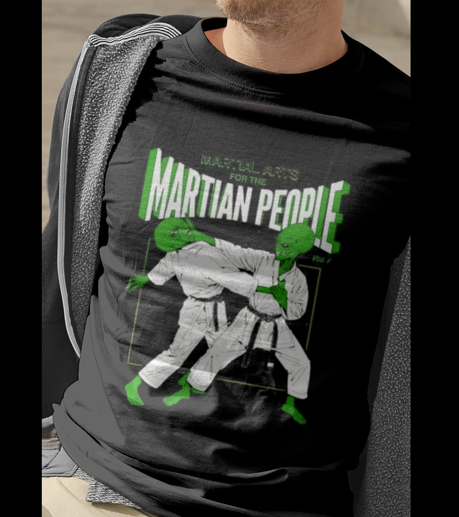Martial Arts For The Martian People Vol 1 Green Martian Figures In Gi T-Shirt