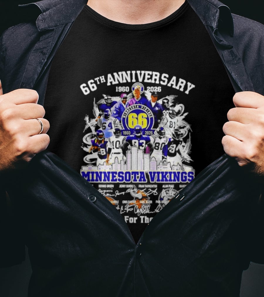 Minnesota Vikings 66th Anniversary 1960 2026 Legends Collage Thank You For The Memories T-Shirt