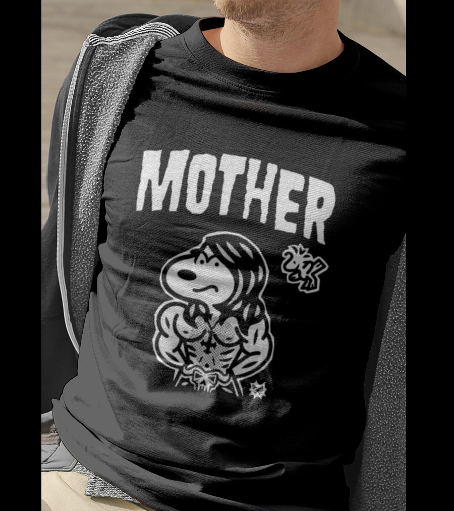 Mother Snoopy Bodybuilder Woodstock Bootleg Cartoon T-Shirt