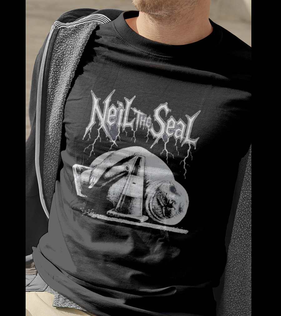Neil The Seal Heavy Metal Gothic Animal 2026 With Traffic Cone Electric Guitar T-Shirt