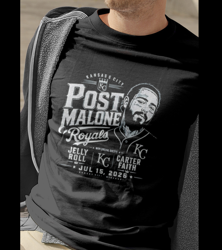 Post Malone Kansas City Royals Concert Jelly Roll Carter Faith KC 2023 T-Shirt