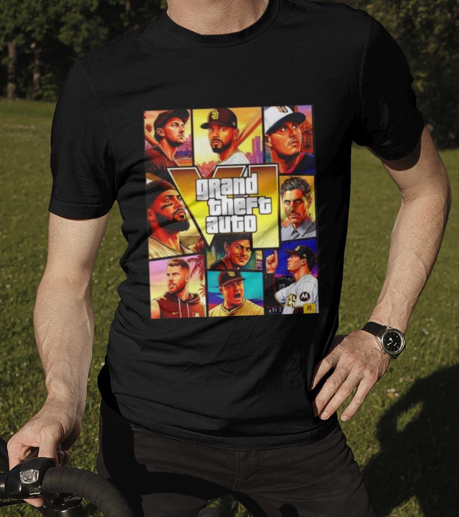 San Diego Padres Grand Theft Auto V Collage Players Team Portraits T-Shirt