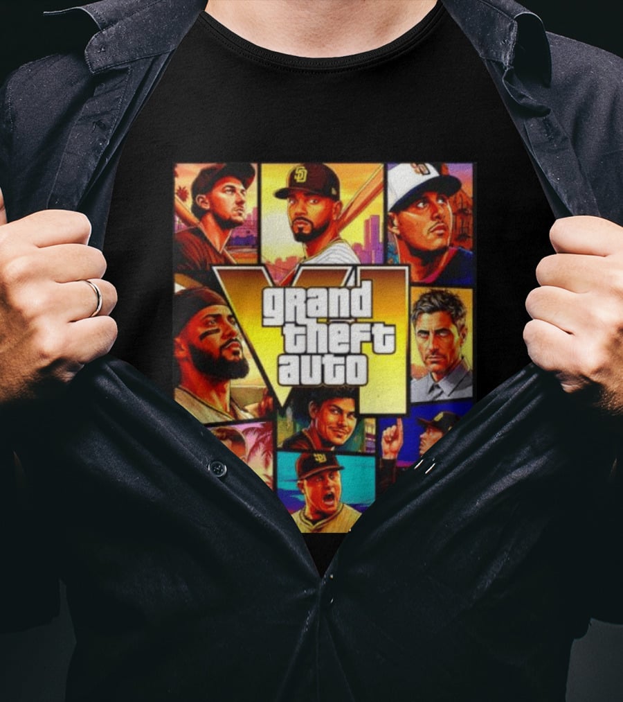 San Diego Padres Grand Theft Auto V Collage Players Team Portraits T-Shirt