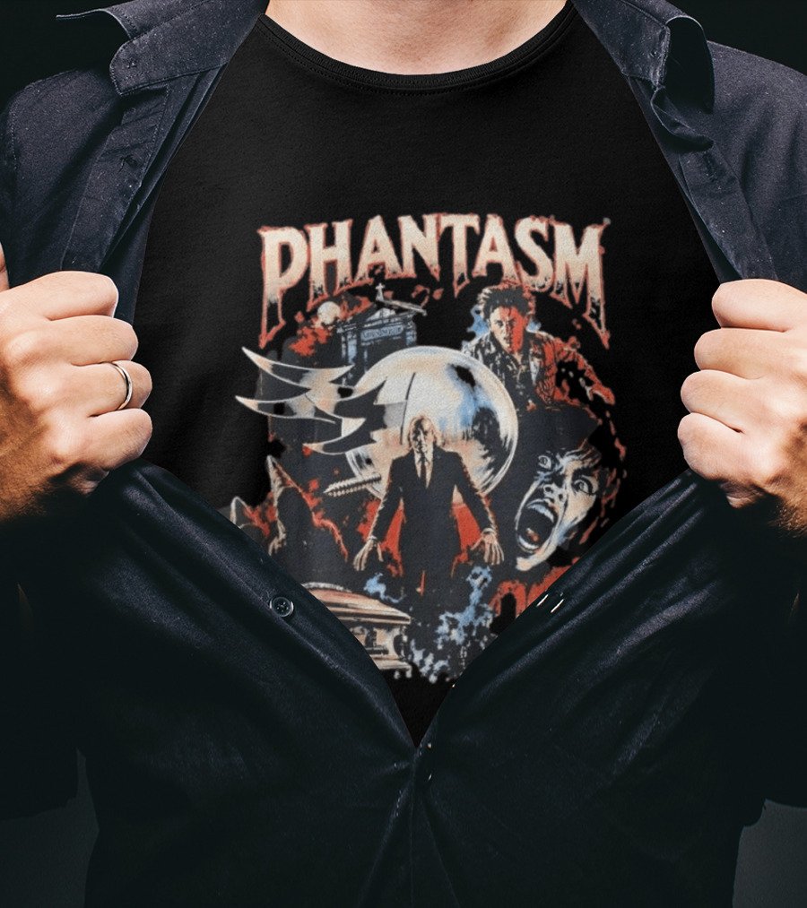 Phantasm Tall Man Screaming Face Mausoleum Graveyard Horror T-Shirt