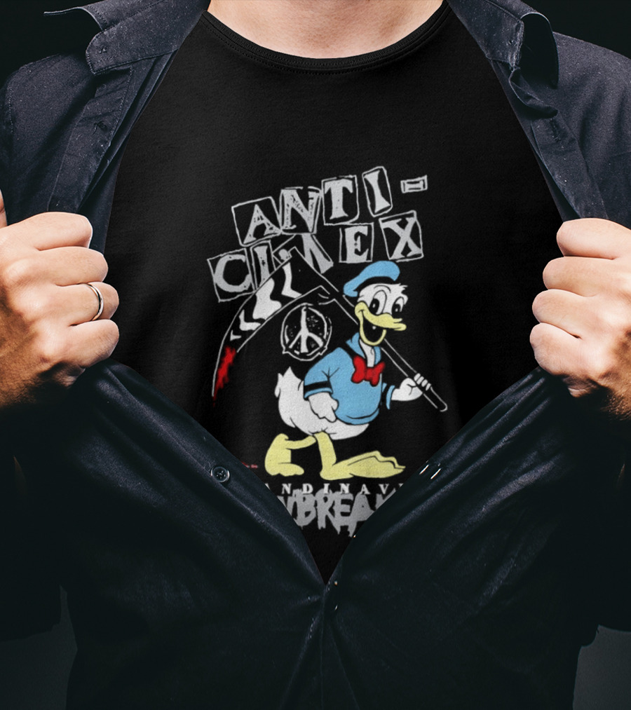 Anti Cimex Scandinavian Jawbreaker Donald Duck Scythe Peace Sign T-Shirt