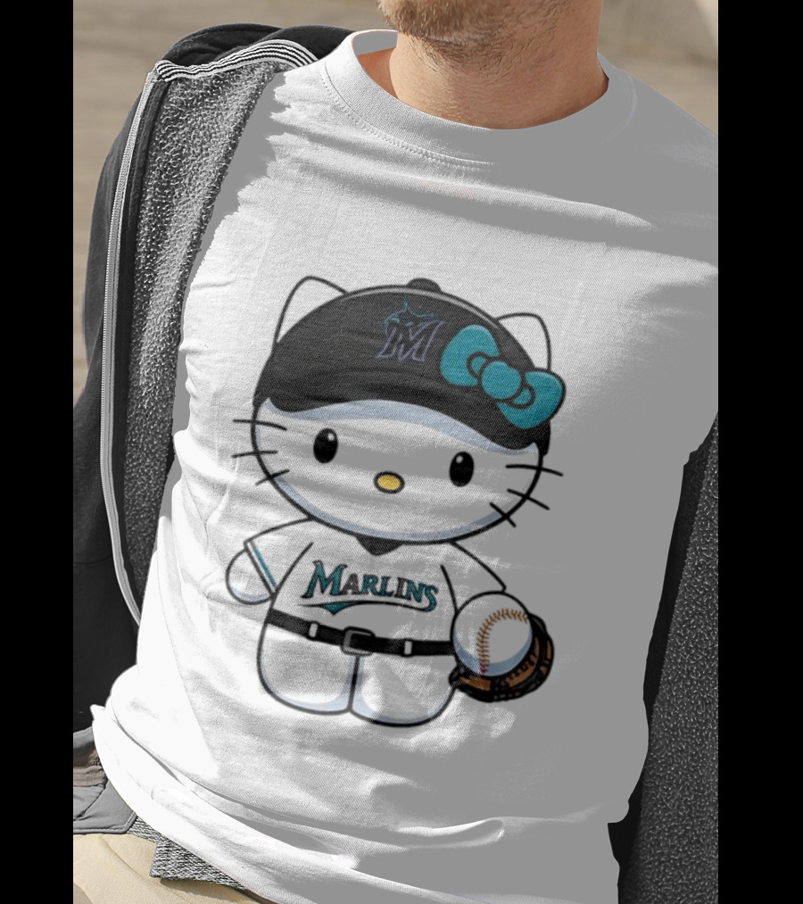 Hello Kitty Miami Marlins MLB Baseball Fan Merchandise T-Shirt