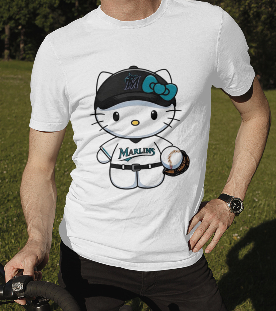 Hello Kitty Miami Marlins MLB Baseball Fan Merchandise T-Shirt