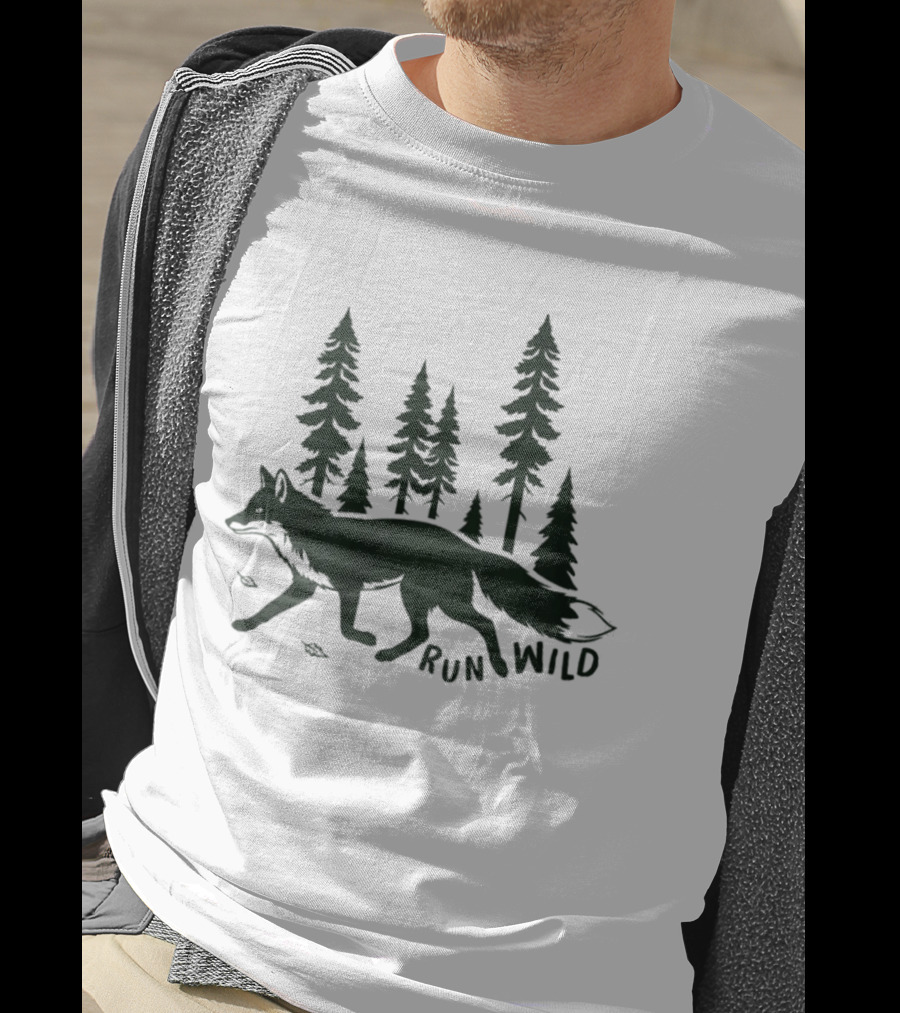 Run Wild Audubon 2026 Fundraiser Fox And Pine Trees T-Shirt