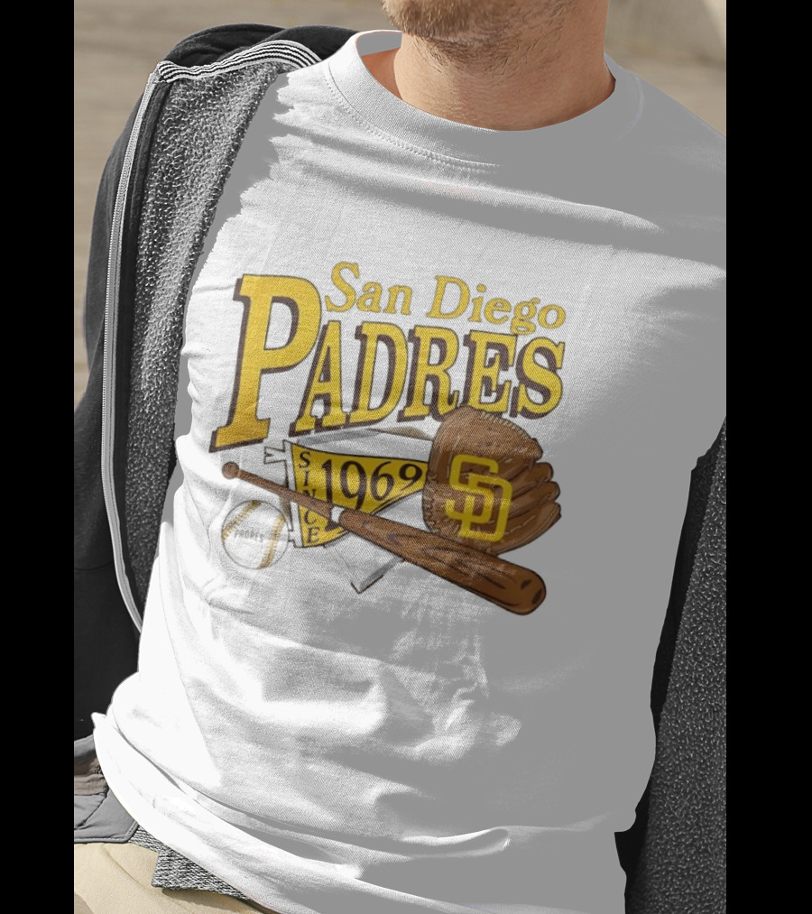 San Diego Padres Baseball Glove Bat Ball Since 1969 T-Shirt