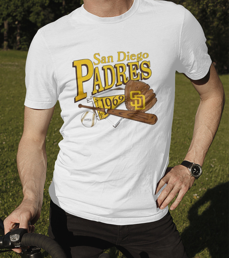San Diego Padres Baseball Glove Bat Ball Since 1969 T-Shirt