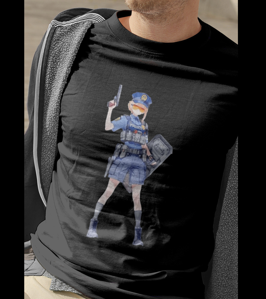 Anime Police Officer Tactical Uniform With Handgun T-Shirt